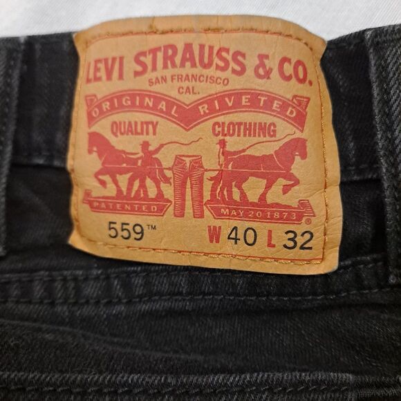 Levis 559 Jeans Mens 40 X 32 (40 X 30) Relaxed Straight Leg Black - Picture 3 of 10